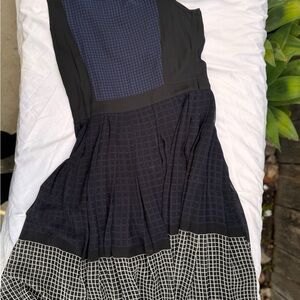 Chic Black and Blue Grid Pattern Dress